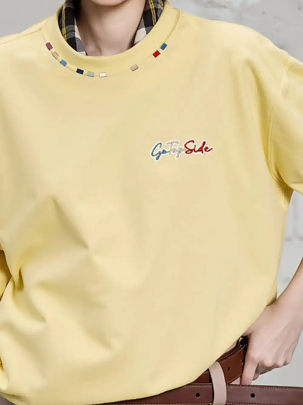 Embroidered Crew Neck Half Sleeve Tee