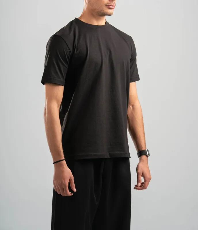 Black Soft Cotton Crewneck Tee