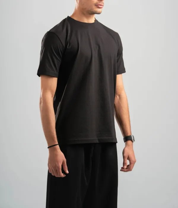 Black Soft Cotton Crewneck Tee