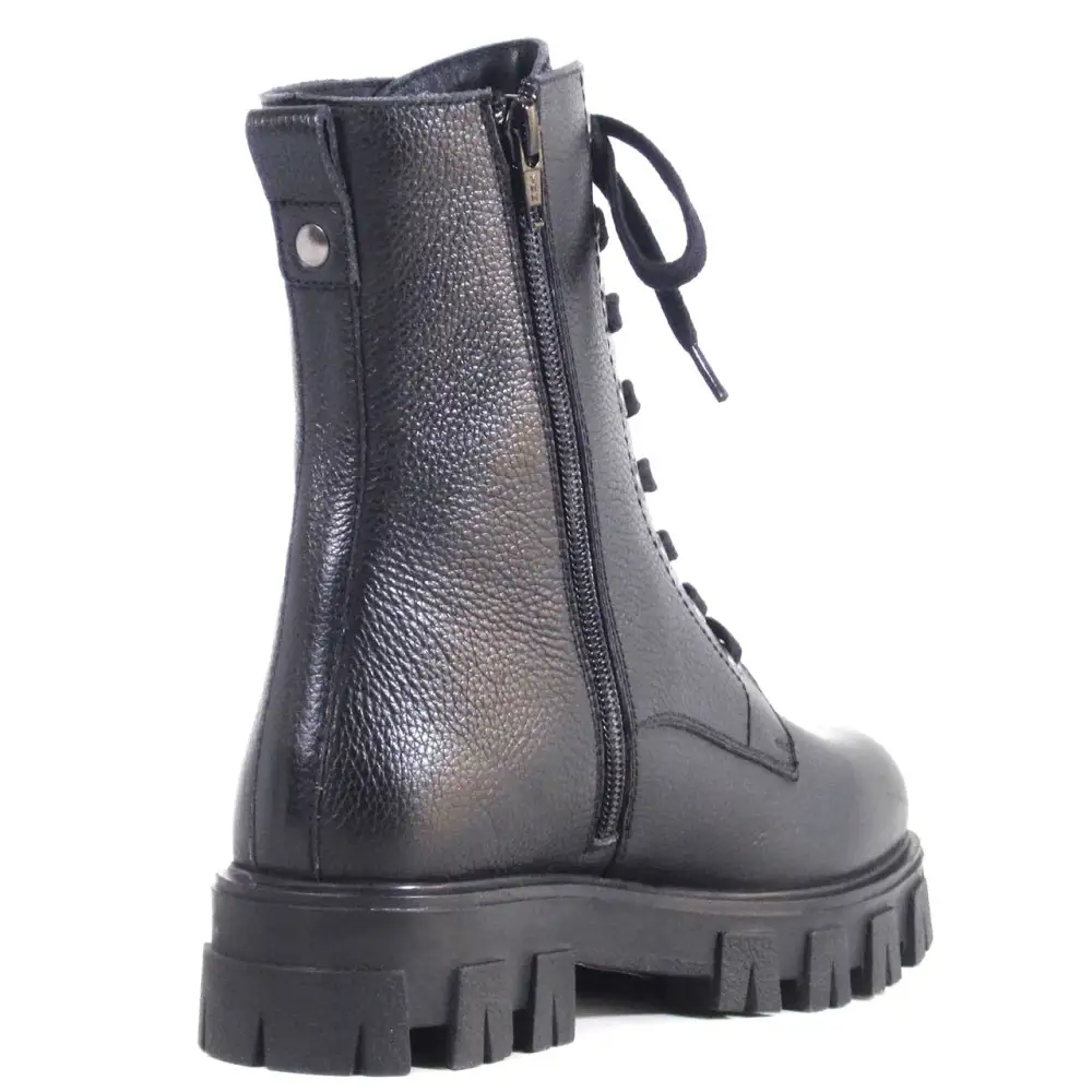 Leather Zip Combat Ankle Boots