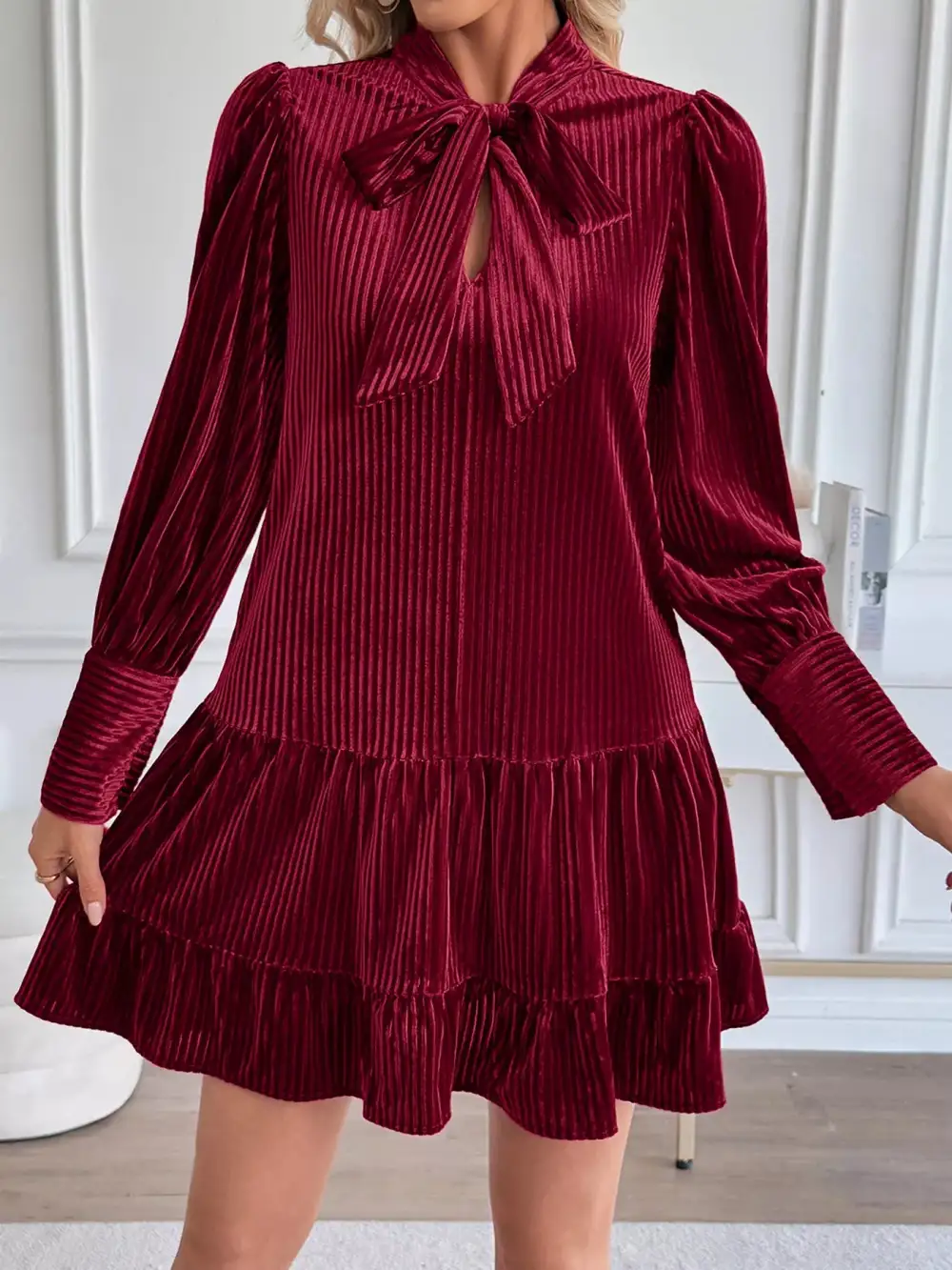 Tiered Velvet Mini Dress