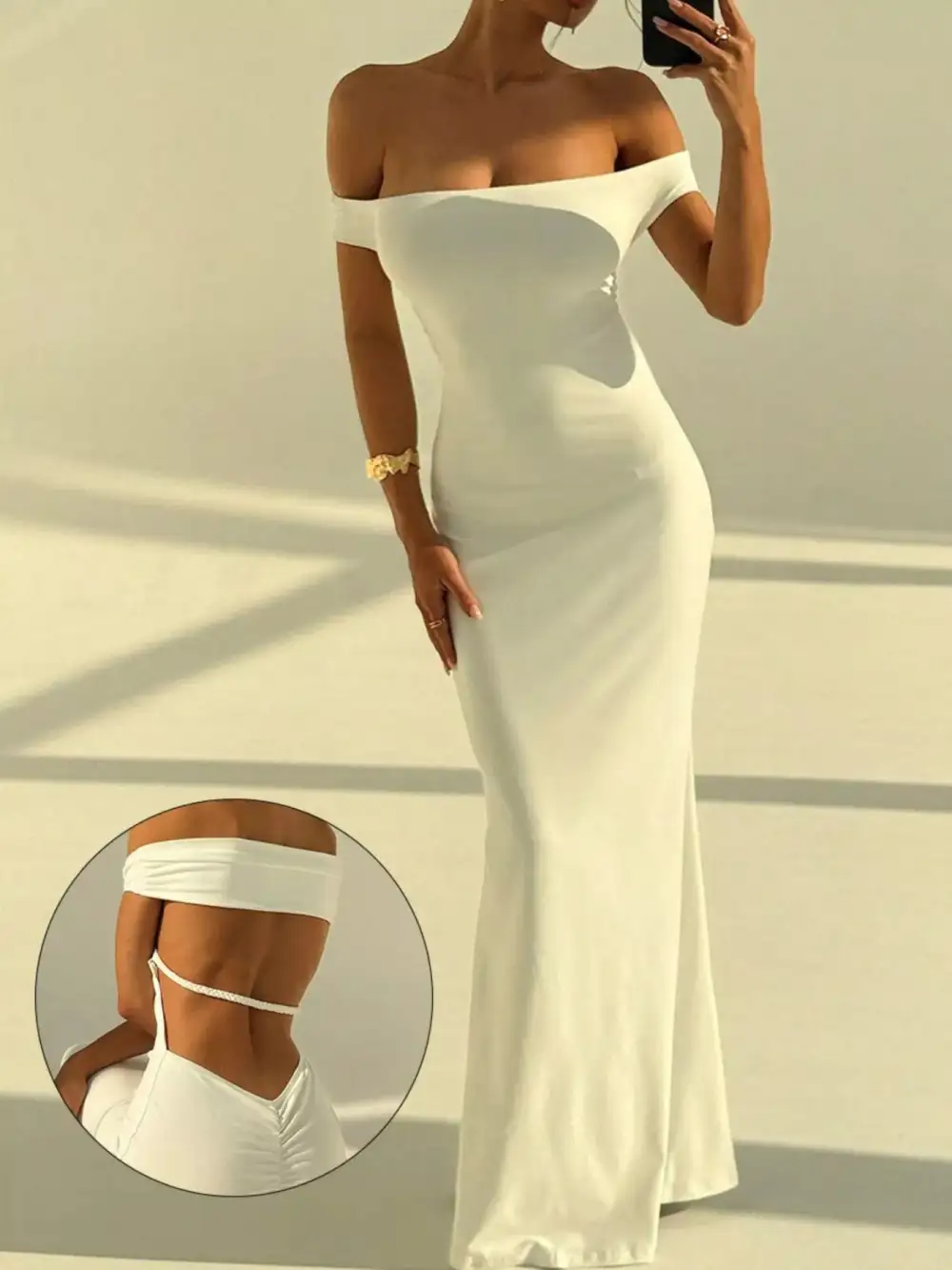 Backless Off Shoulder Bodycon Mermaid Maxi Dress