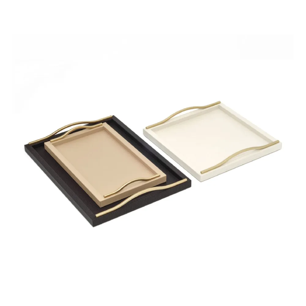 Wavy Handles Leather Tray
