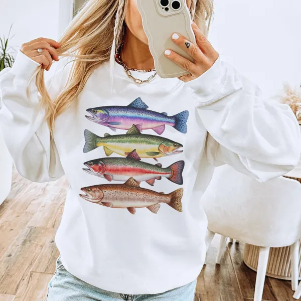 Abstract Colorful Trout In A Row Sweatshirt