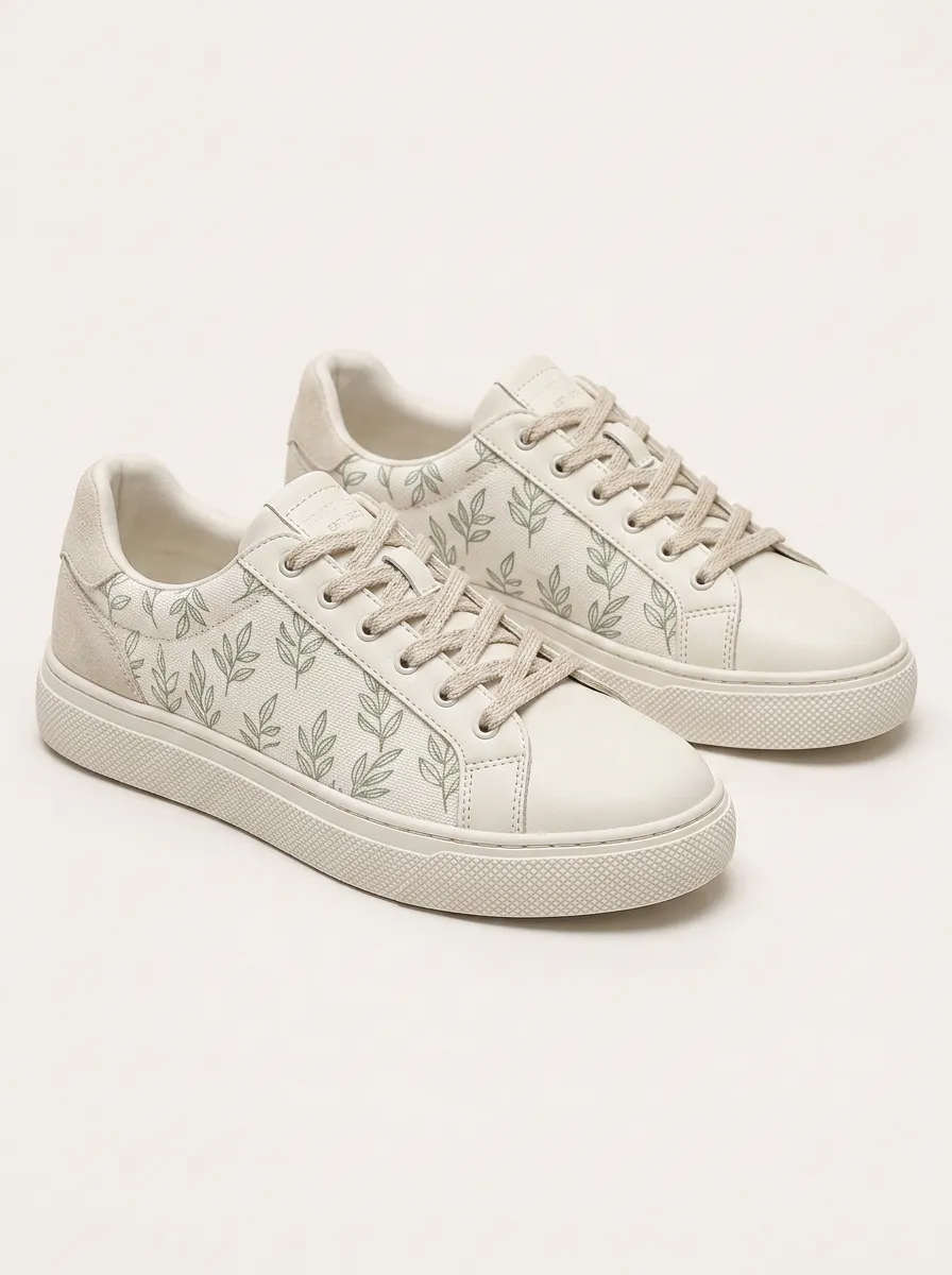 Men's Botanical Nature Lover Leaf Patterned Skate Shoes