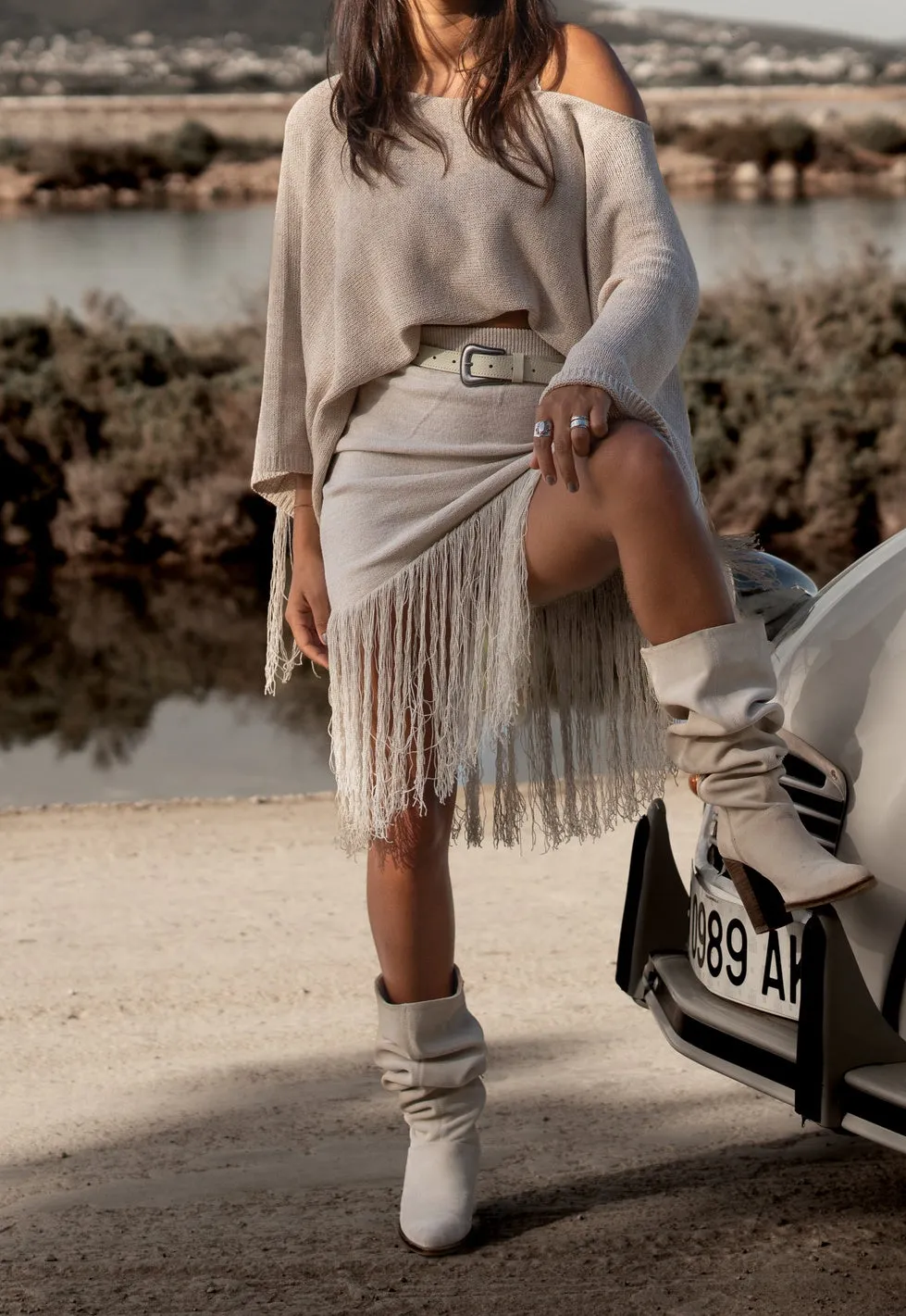 Chic Layering Fringe Knit Skirt