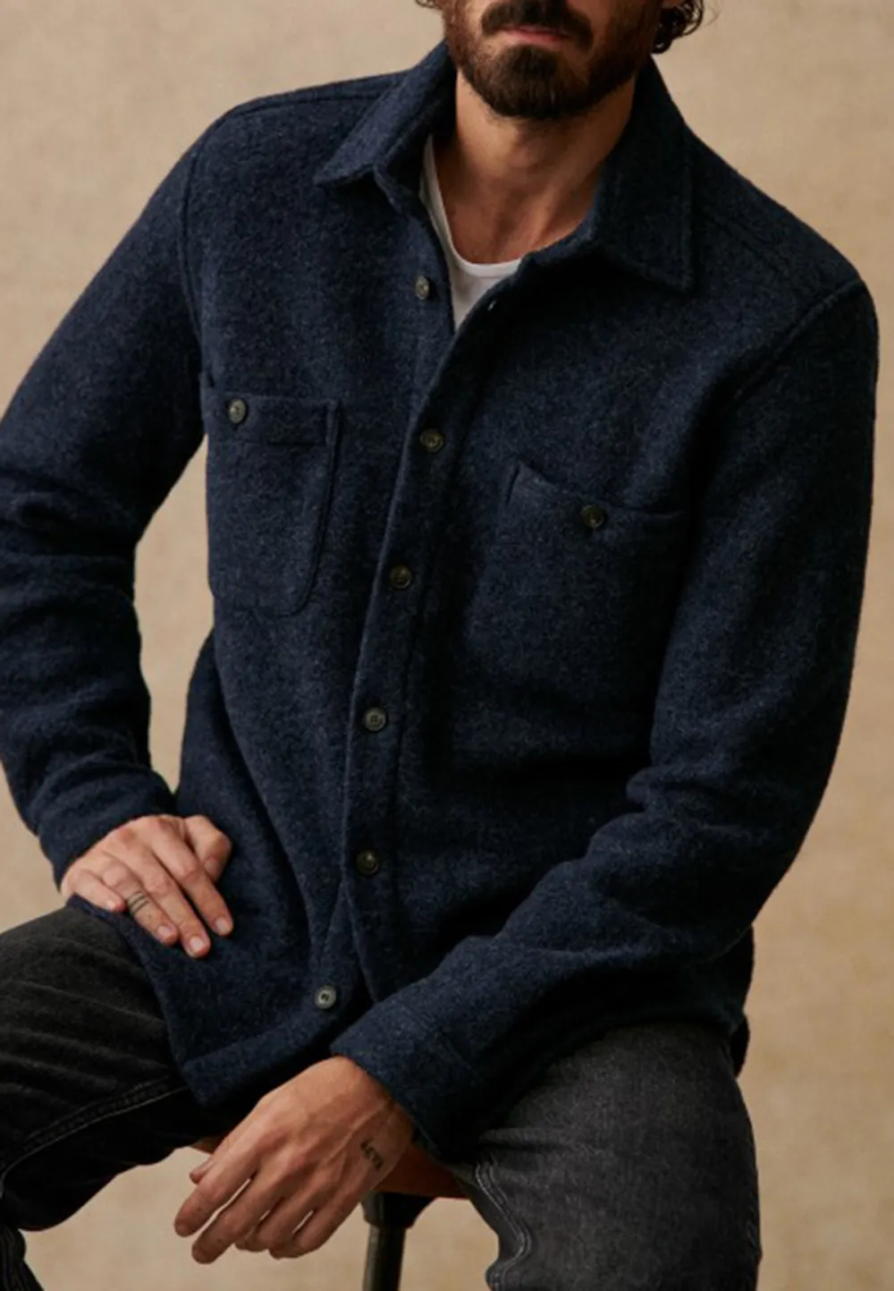 Olive Green Two Chest Pocket Long Sleeve Shirt