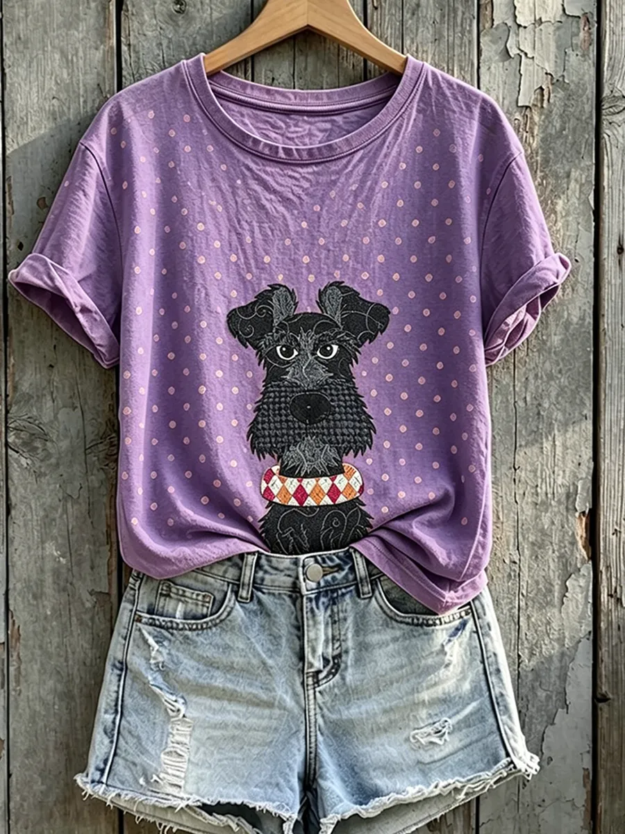 Women'S Casual Floral Cat Printed T-Shirt