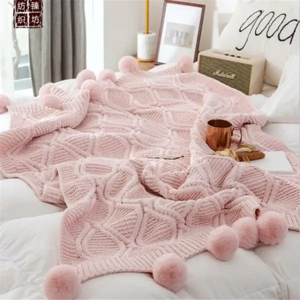 Knitted Cotton Decorative Throw Blanket
