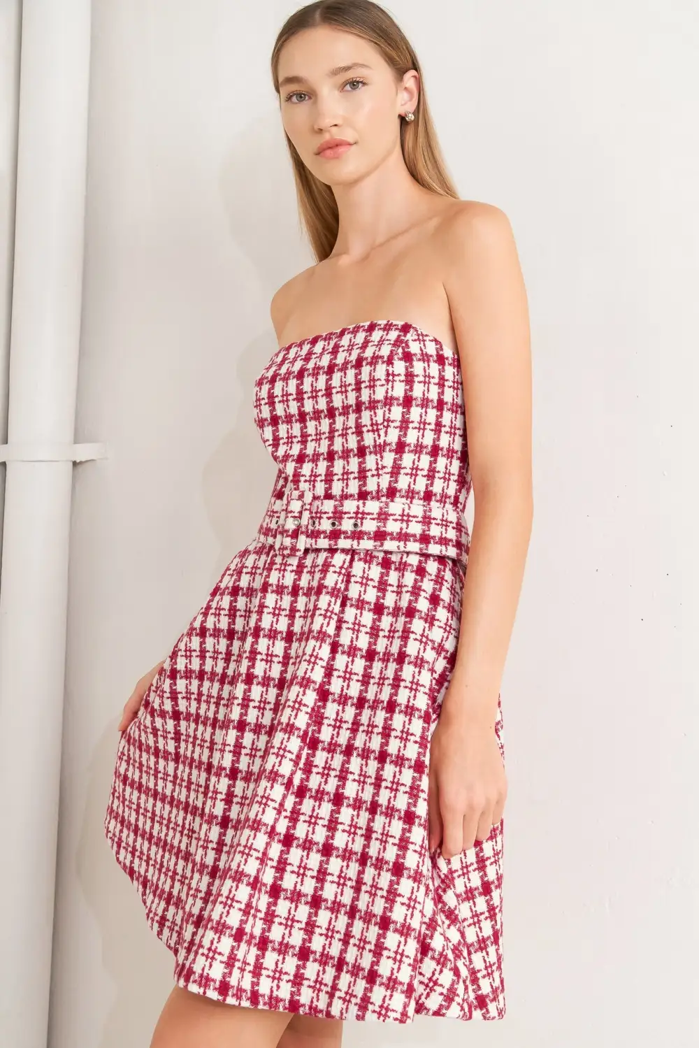 Strapless Tweed Mini Dress