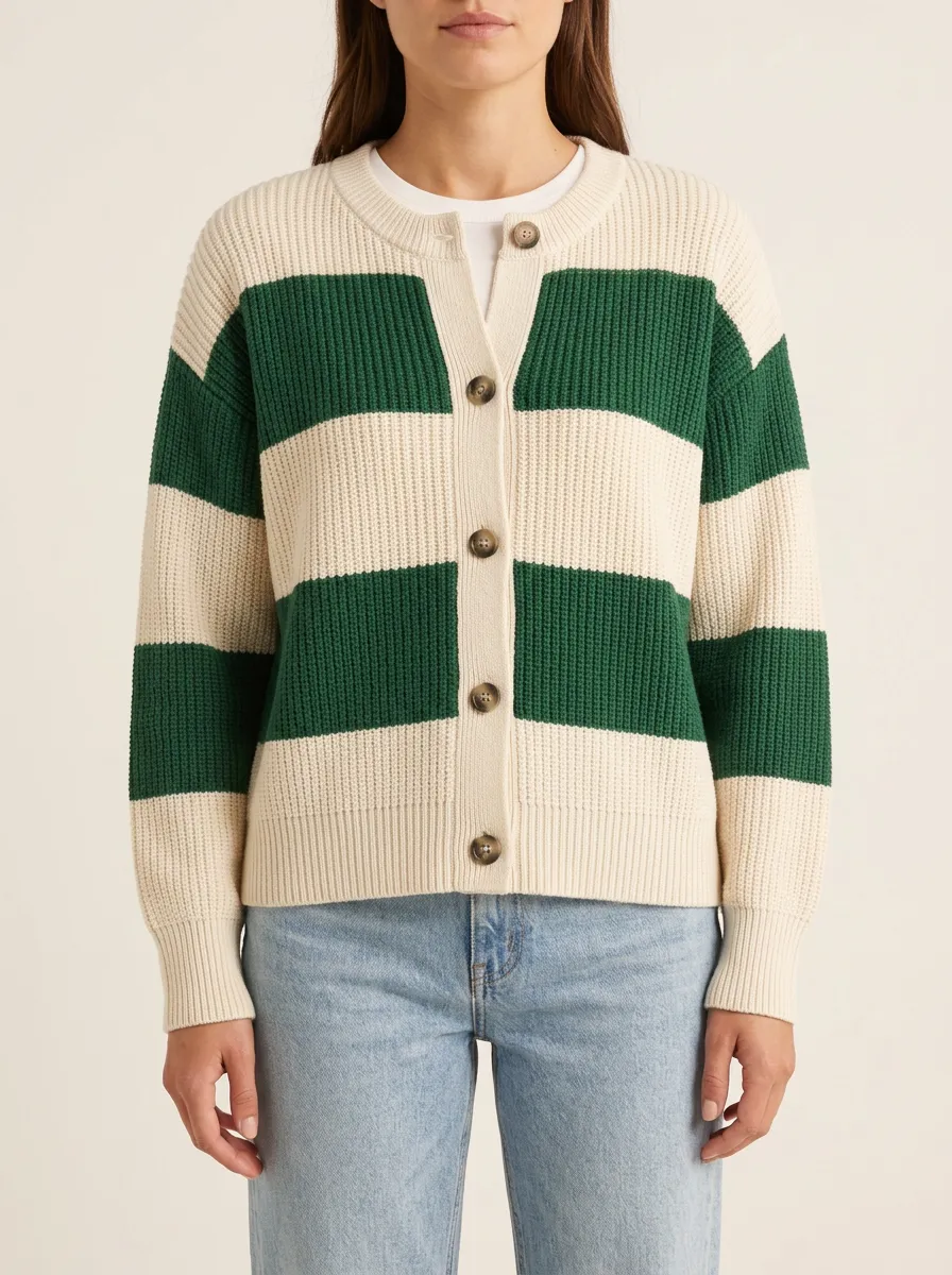 Everyday Distinctive Rugby Striped Knit Cardigan