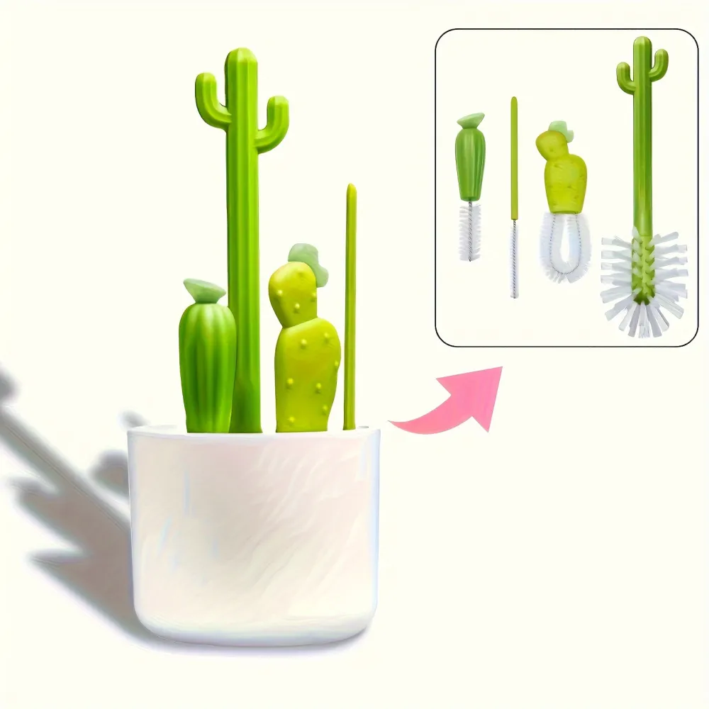 Cactus Bottle Cleaning Brush Set