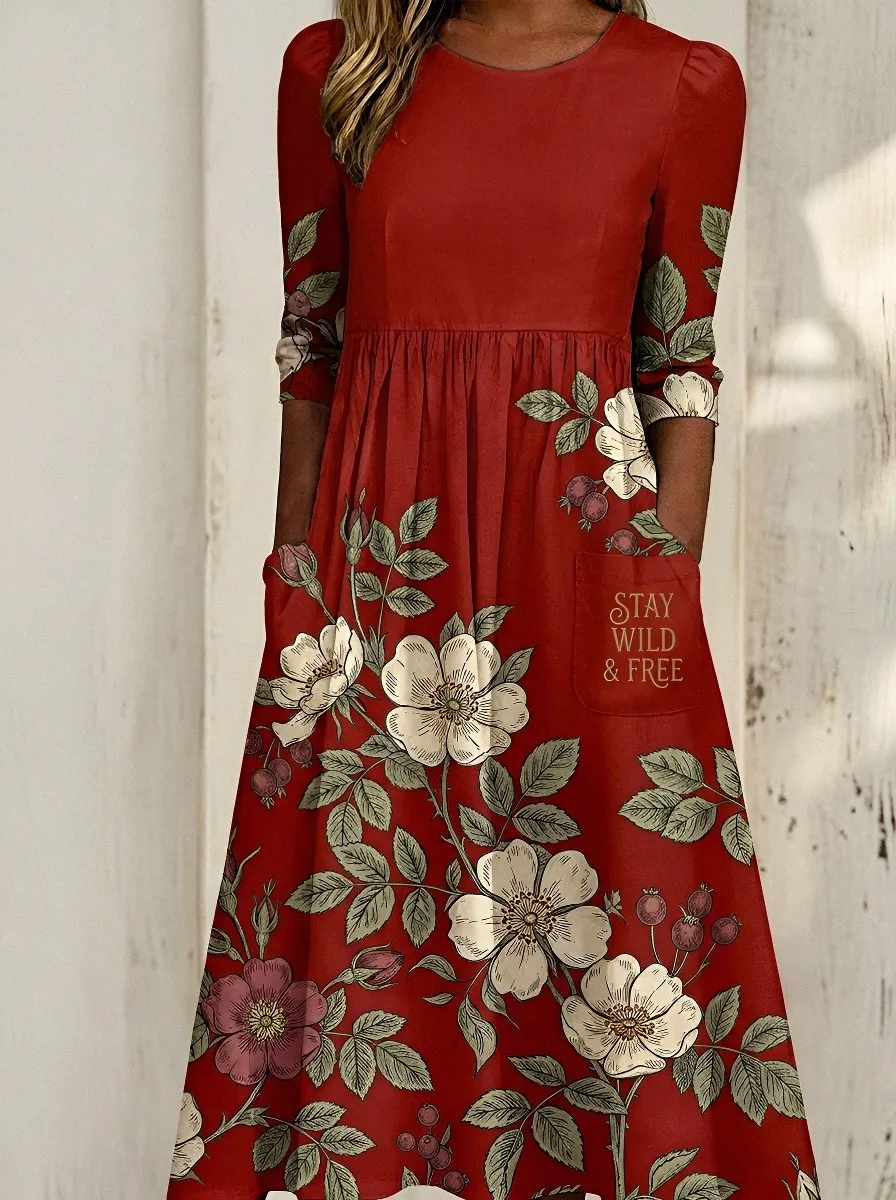 Women's Wildflower Stay Wild & Free Printed Dress