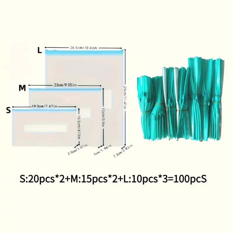 100pcs Reusabl Ziplock Food Fresh