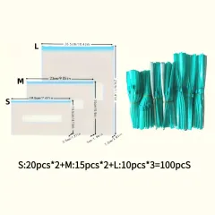 100pcs Reusabl Ziplock Food Fresh