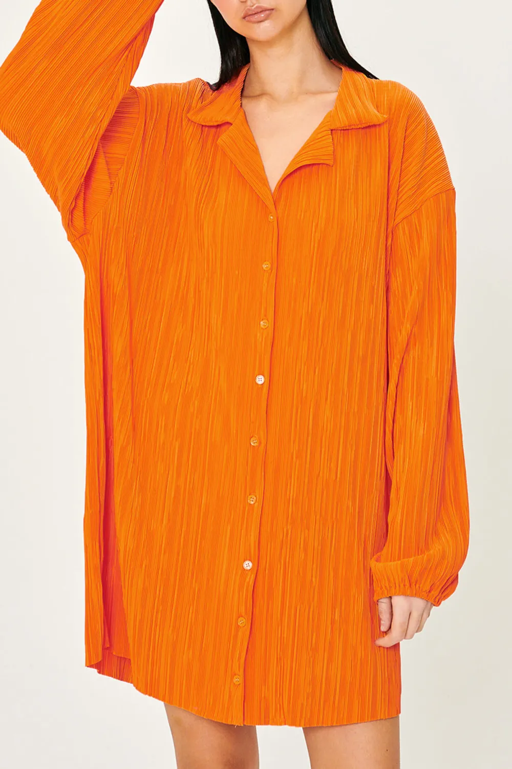 Plisse Shirt Dress