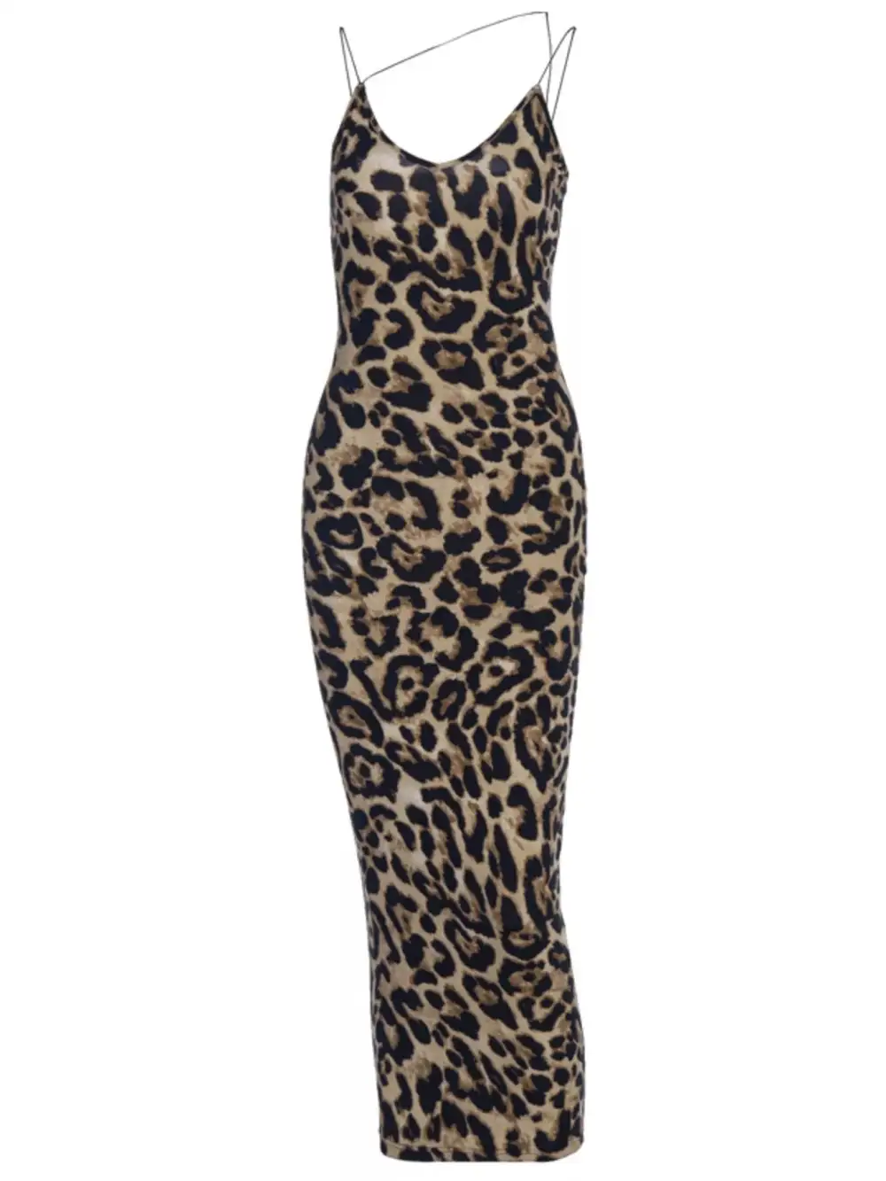 Spaghetti-Strap Leopard-Print Midi Dress