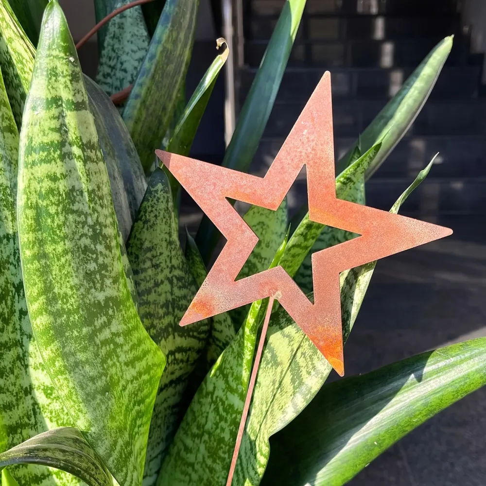 Rustic Metal Star Garden Stakes