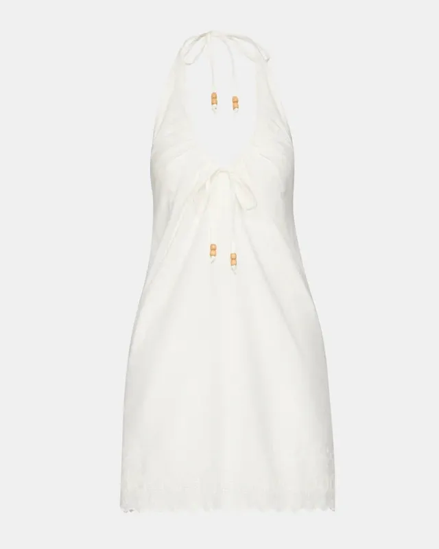 Cotton Blend Tie Front Dress