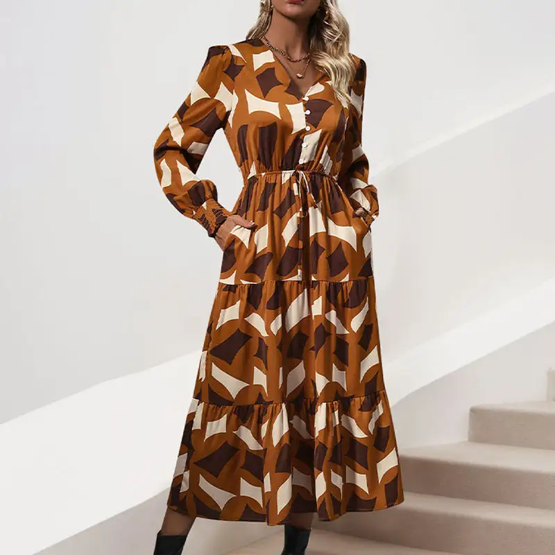 Women's Long-Sleeve Ruffled Summer Maxi Dress