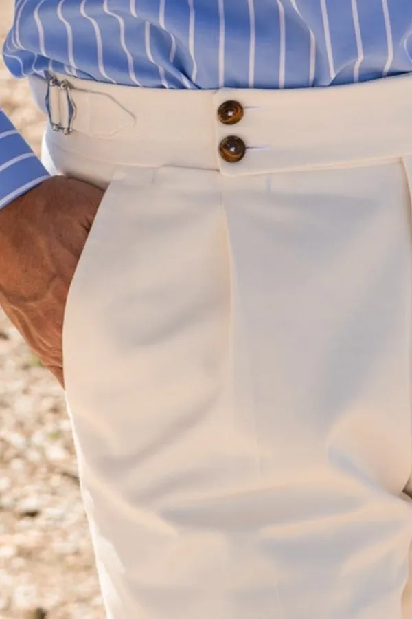 White Cotton Trousers Men'S Fashion