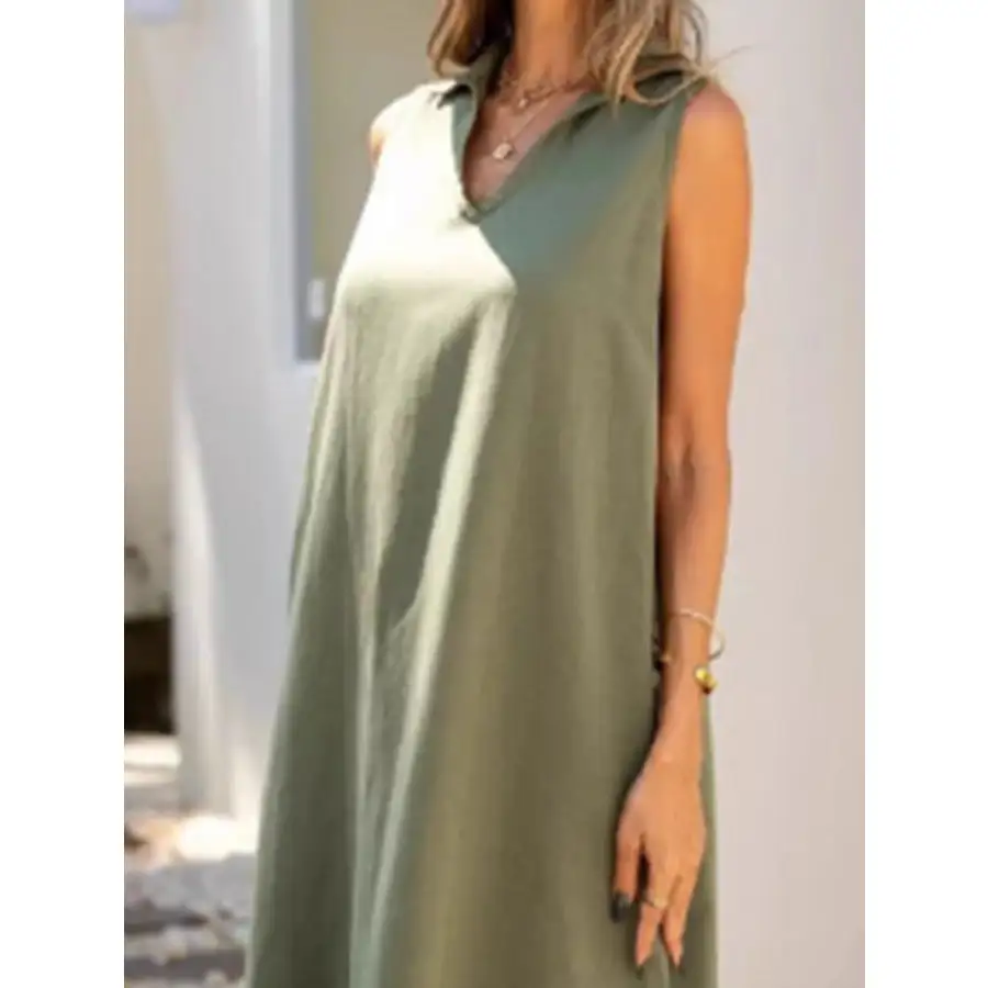 Full Size Side Slit Sleeveless Midi Dress Plus Size