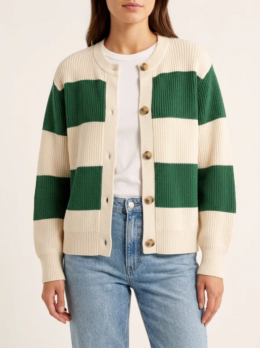 Rugby and Striped Knit Cardigan
