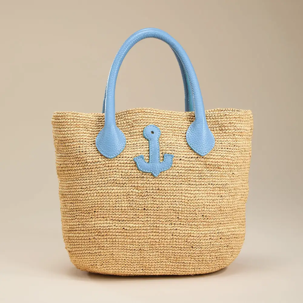 Easy Carry Leather Straw Tote Bag