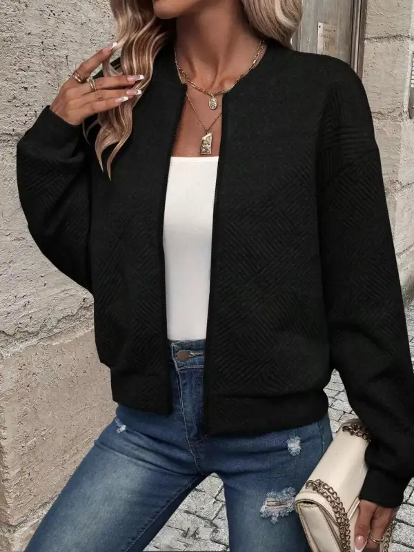 Refined Zip-Up Textured Jacket