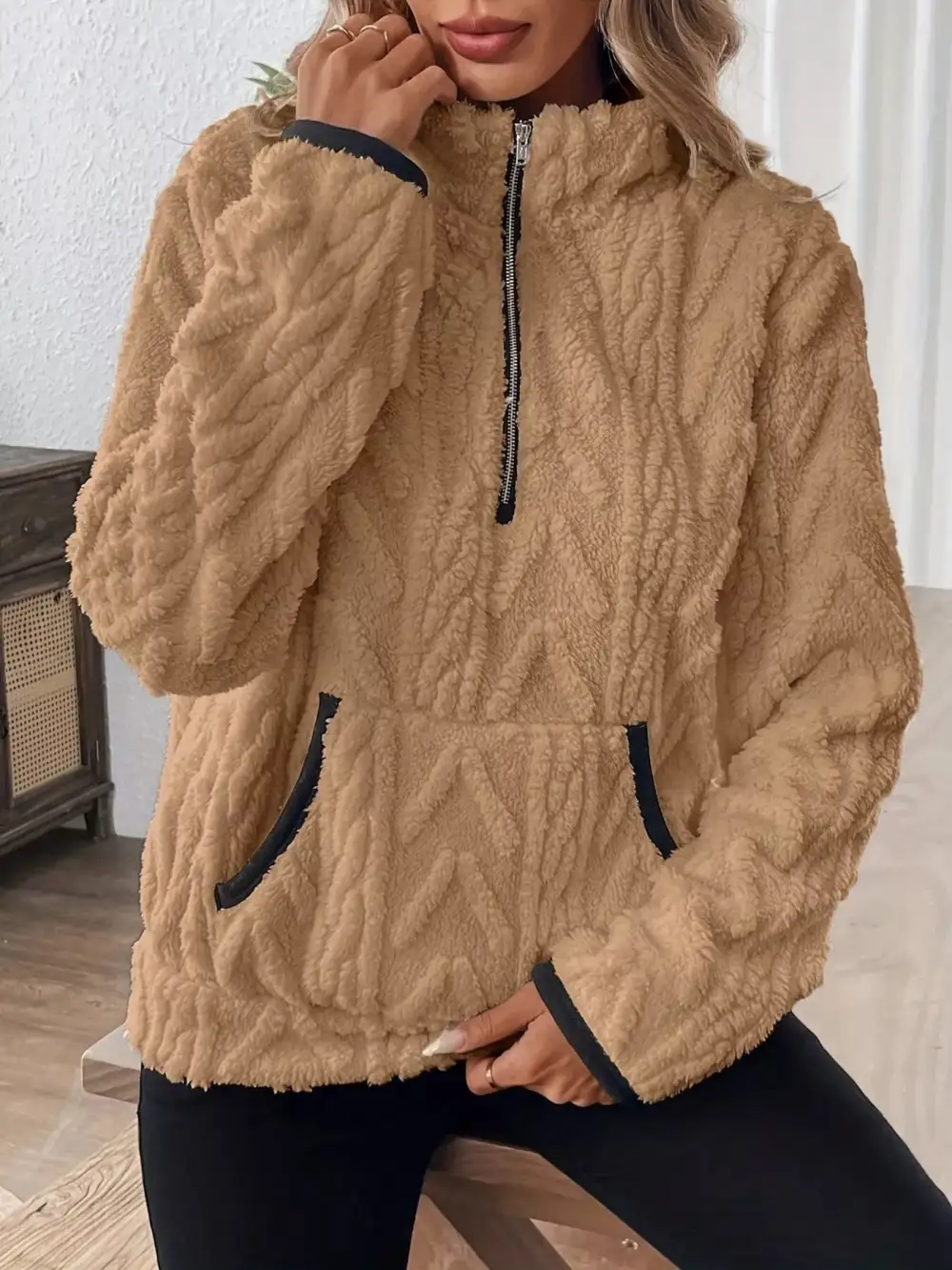 Fleece Half Zip Sweatshirt Plus Size
