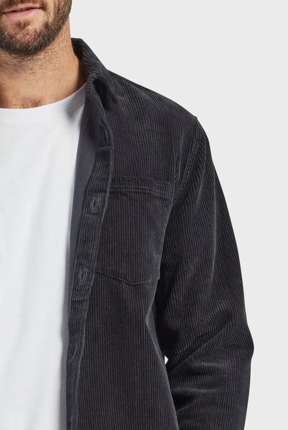 Textured Corduroy Casual Overshirt