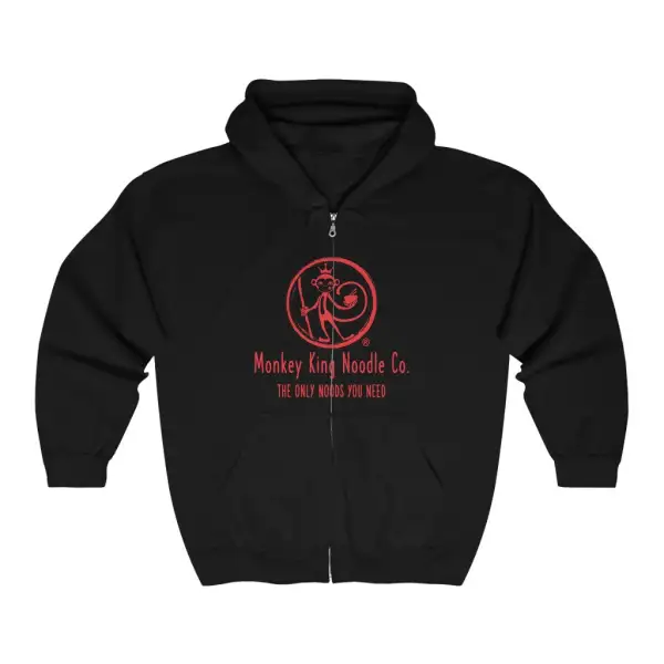 Bold Print Noodle Graphic Zip Hoodie