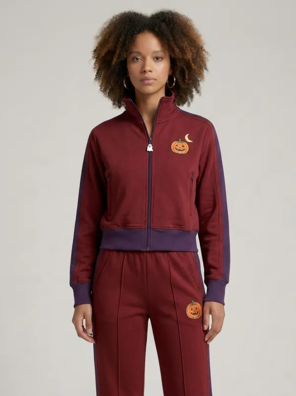 Women's Halloween Pumpkin Bat Printed Tracksuit Set