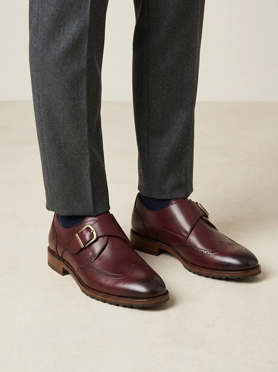 Men's Classic Business Wingtip Buckle Leather Shoes