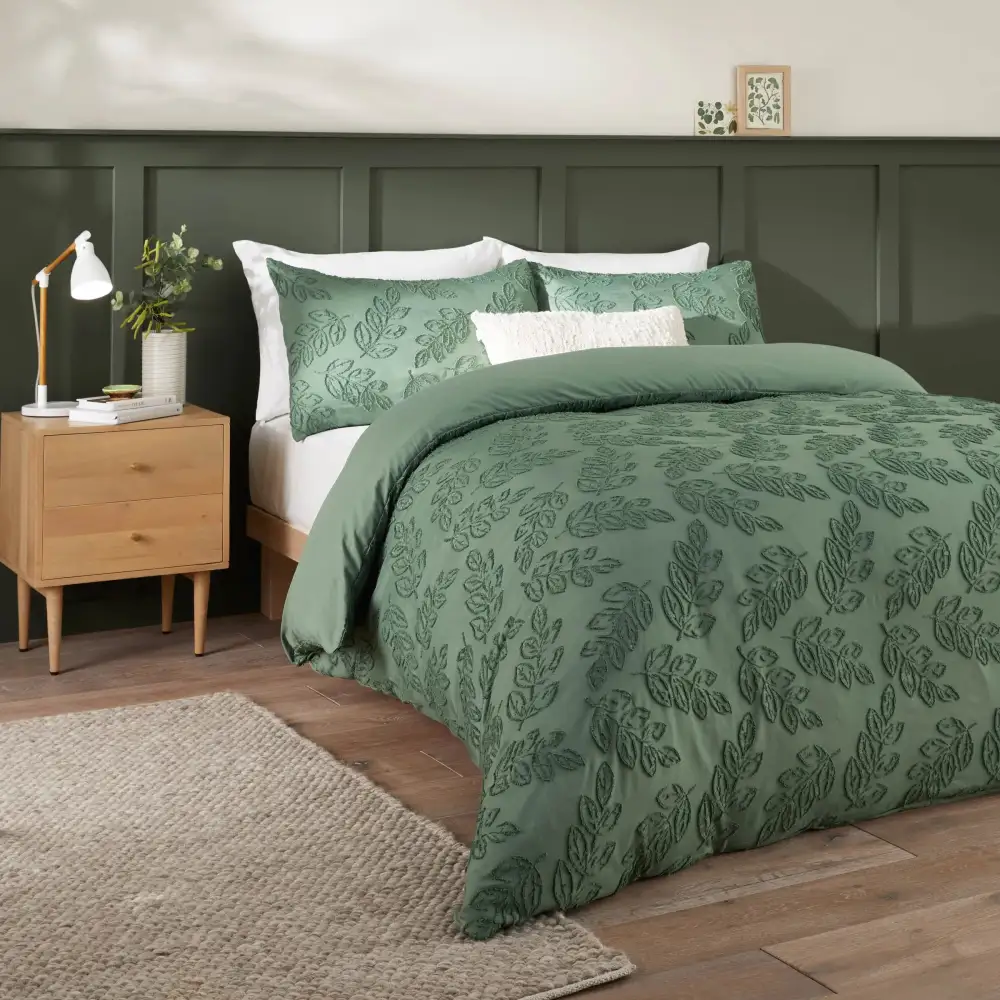 Tufted Leaf Duvet Cover Set