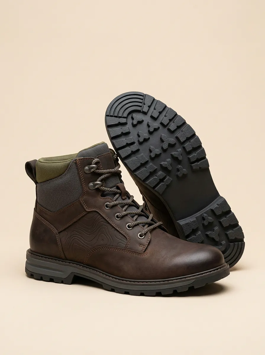 Unisex Refined Outdoor Hiking Topographic Pattern Print Work Boots