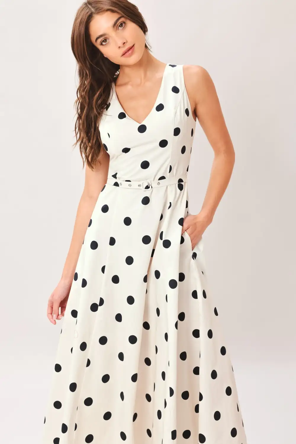 Classic Sleeveless Cotton Printed Midi Dress