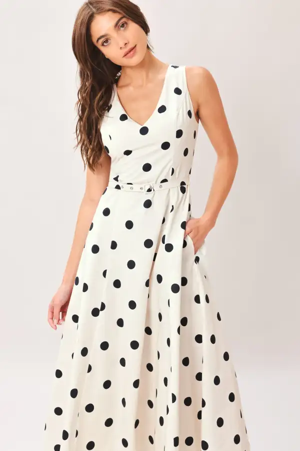 Classic Sleeveless Cotton Printed Midi Dress