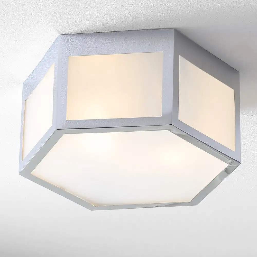 Accent Hexagon Metal Frosted Glass LED Flush Mount