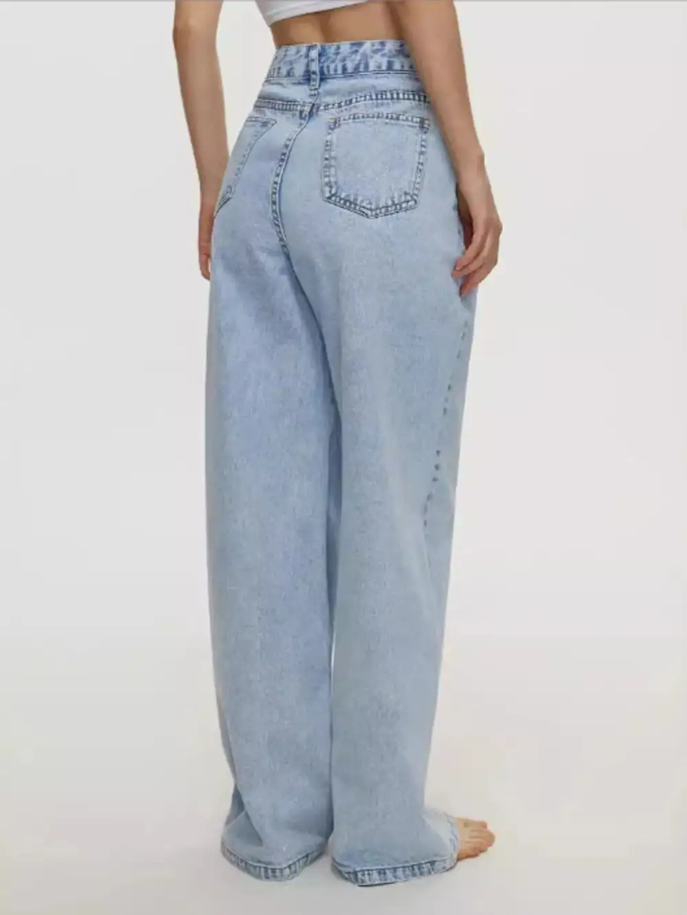 High Rise Fluid Denim Jeans