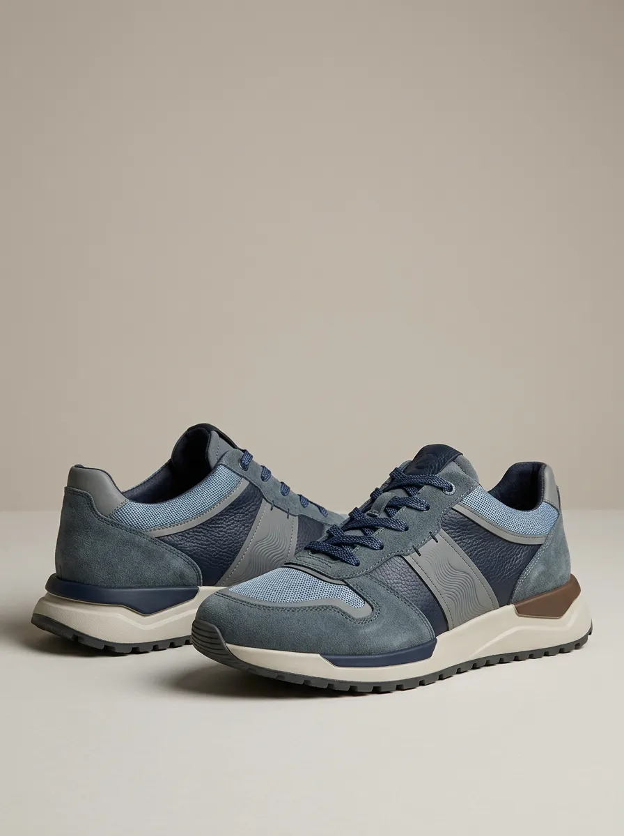 Men's Casual Fashion Suede Mesh Print Sneakers