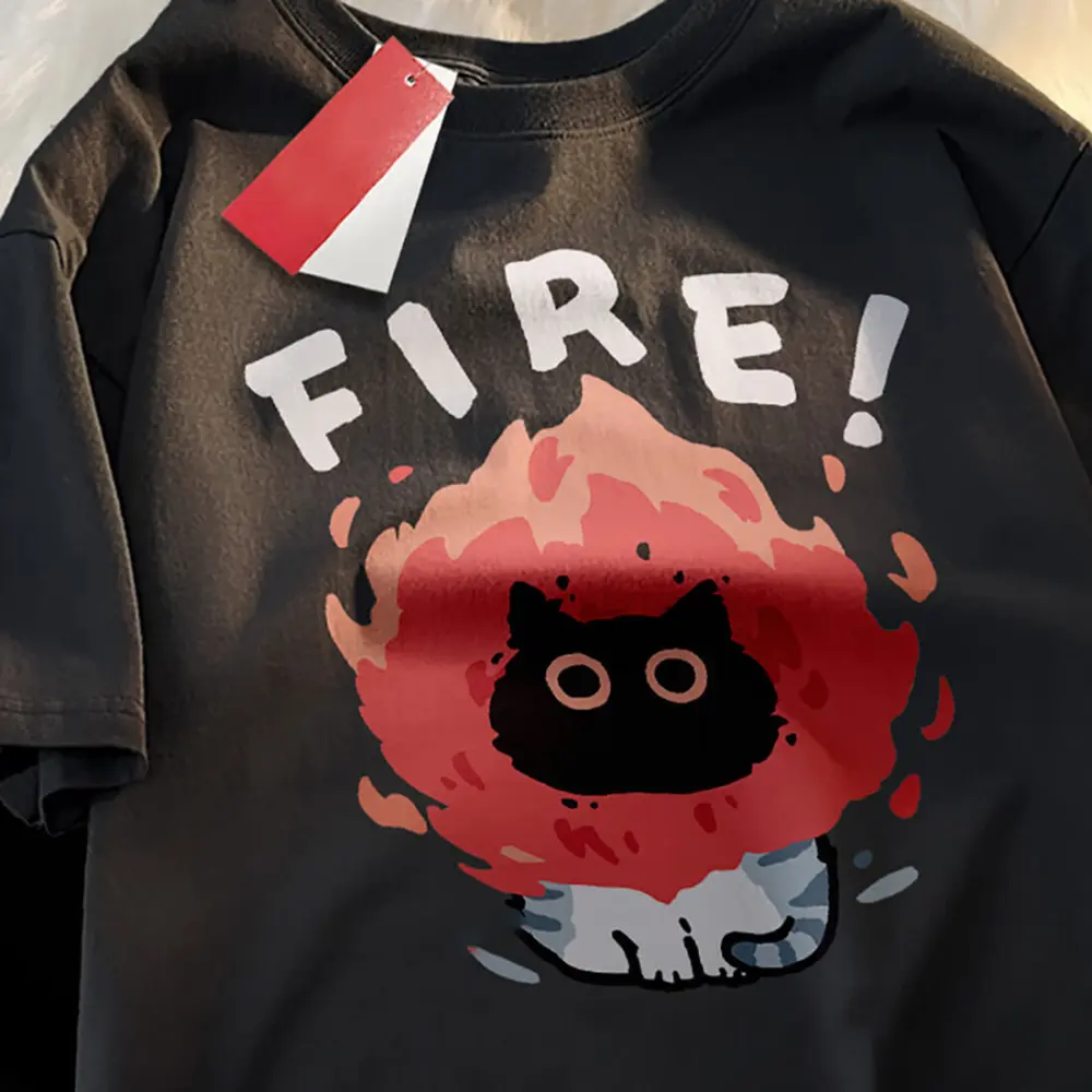 Cat Fire Graphic T-Shirt