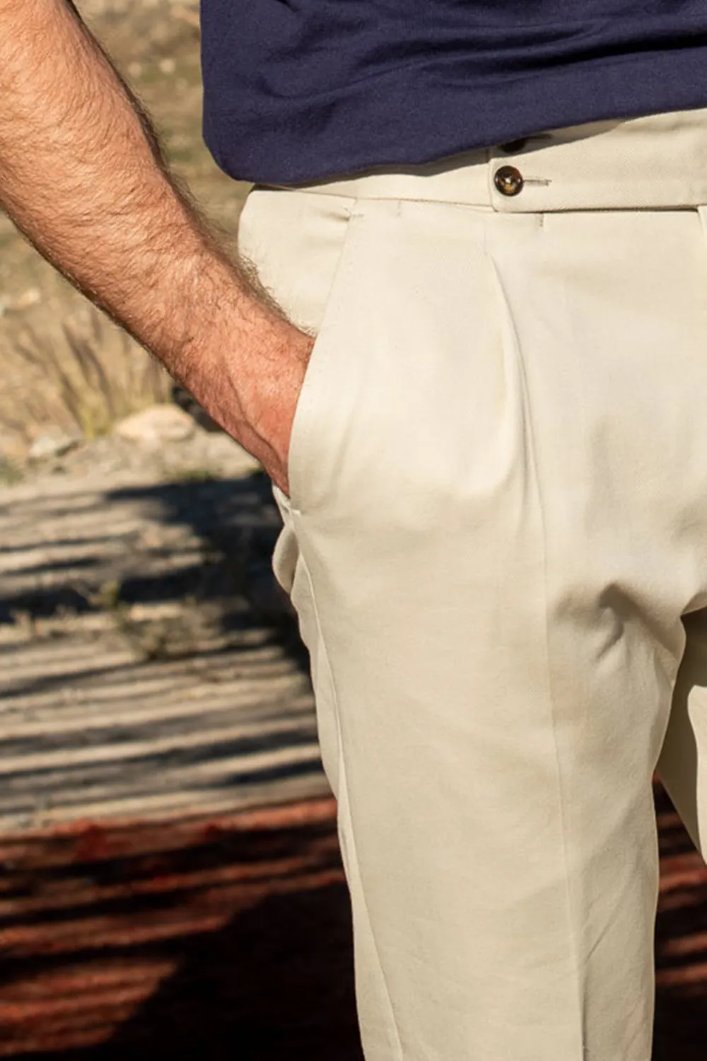 Beige Cotton Trousers Men'S Fashion