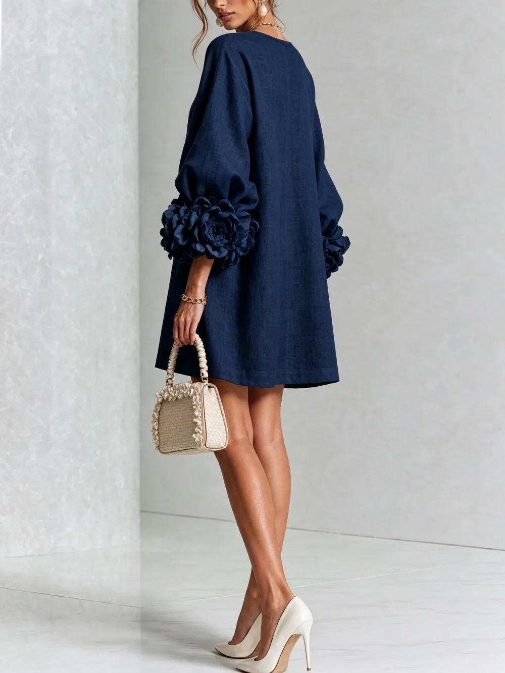 ✨New Arrivals & Special Offers-Floral Button-down Mini Dress With Striking Floral Cuffs