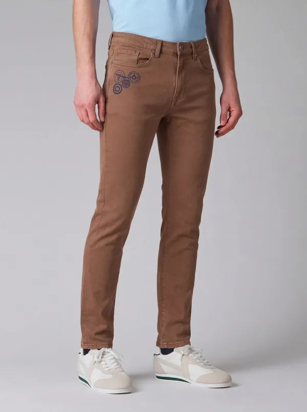 Men's Steampunk Gear Graphic stretch jeans