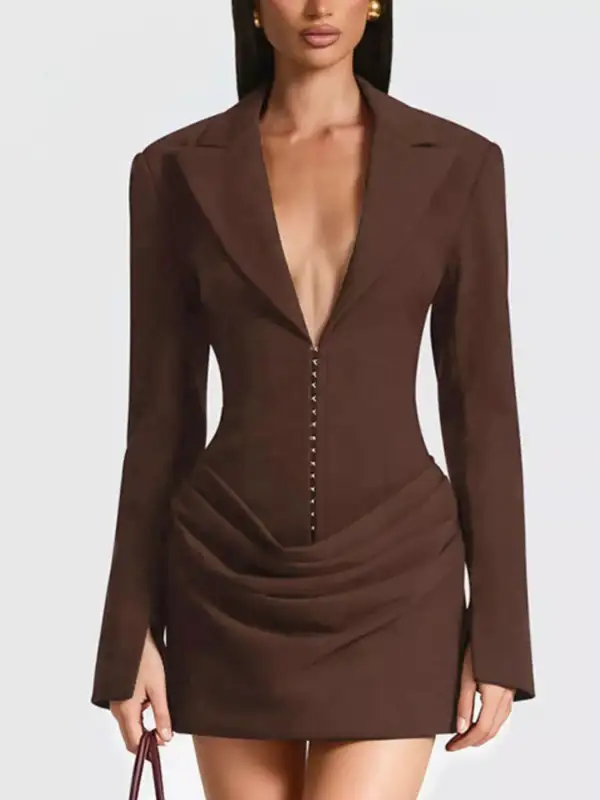 Balanced Detail Long Sleeve Mini Dress