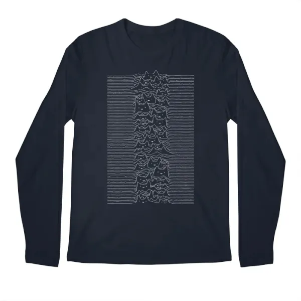 Men's Casual Artistic Wave Print Long-Sleeve Tee