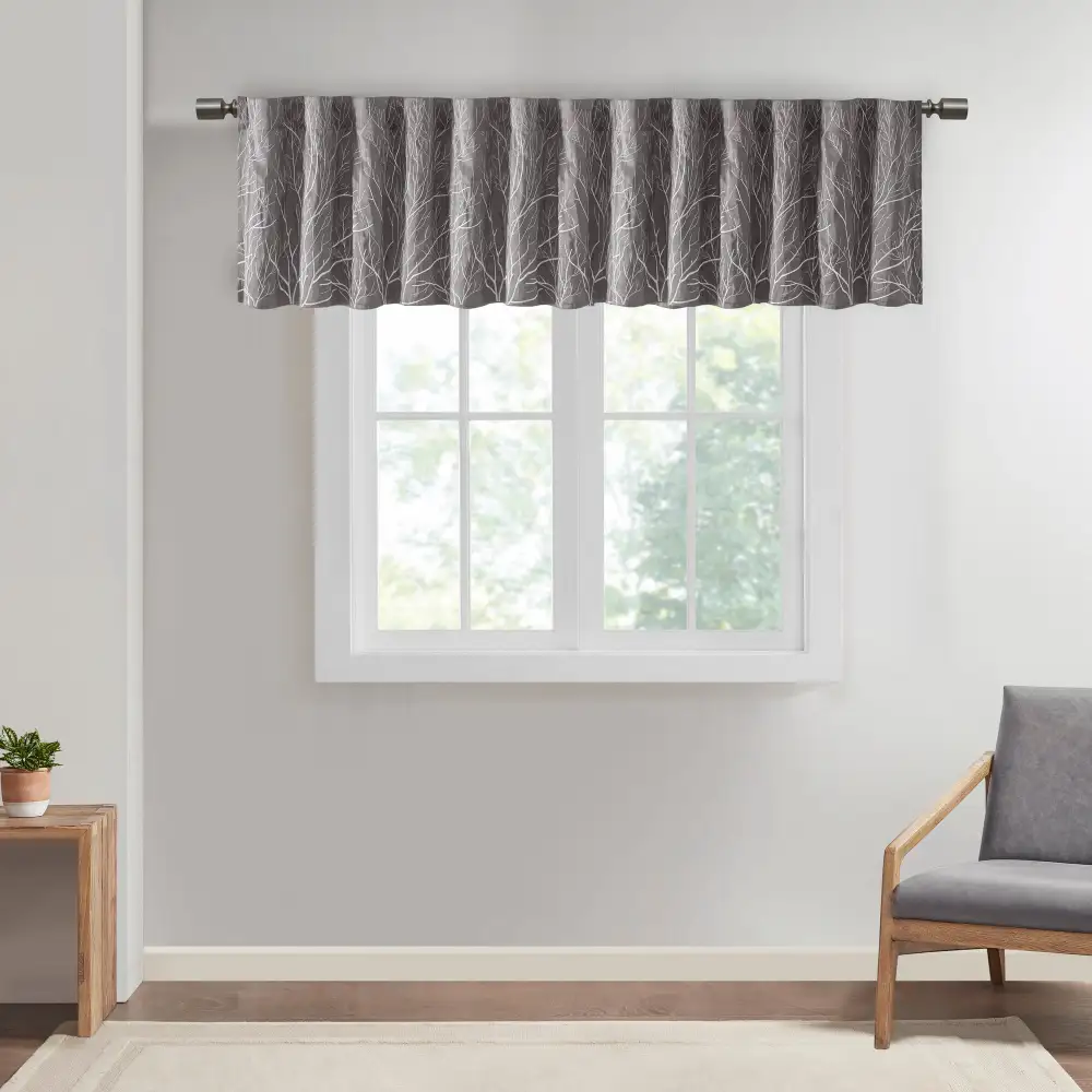 Faux Silk Branch Back-Tab Valance