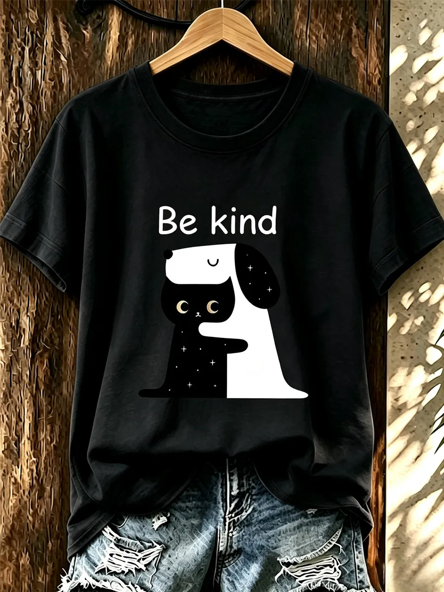 Ladies' Casual Animal Print Round Neck T-Shirt