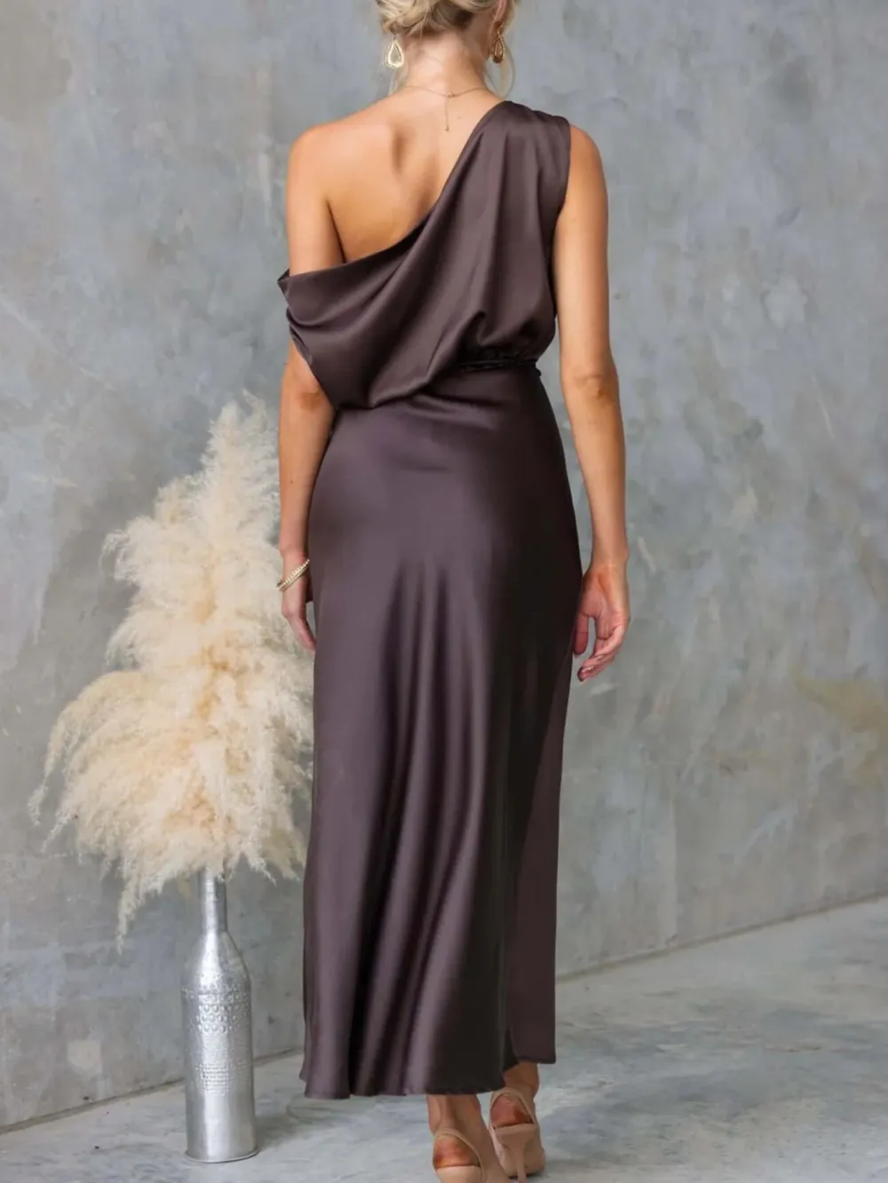 Classic One-Shoulder Midi Dress